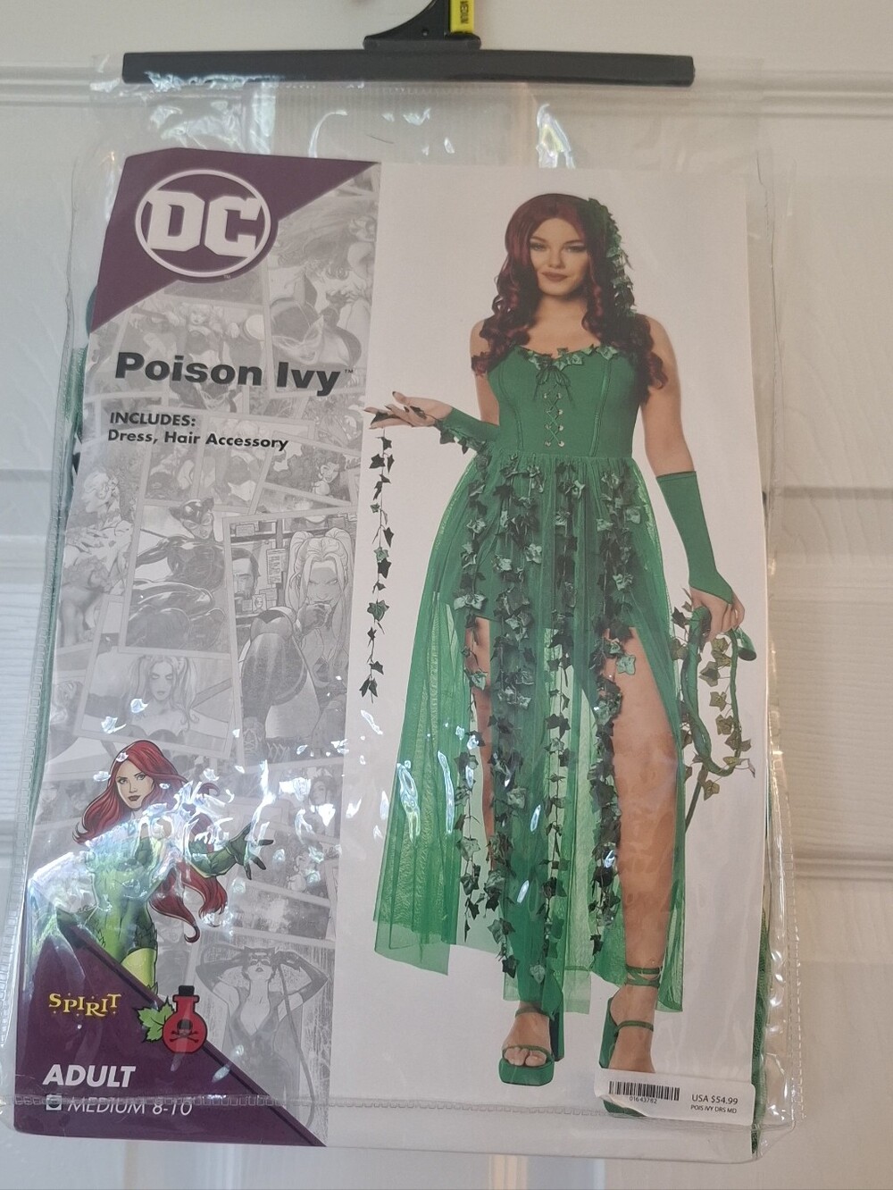 DC Poison Ivy Green Costume Dress with Leaf Accents